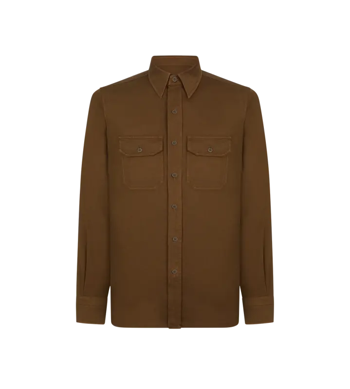 COTTON LINEN DRILL MILITARY SHIRT online